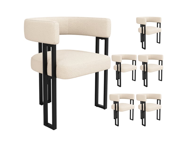  Lot de 6 chaises en tissu et métal coloris beige chaise beige - Conforama A