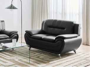 Canapé droit fixe <strong>BELIANI</strong> <strong></strong> 2 places 100% Cuir noir avec coffre de rangement