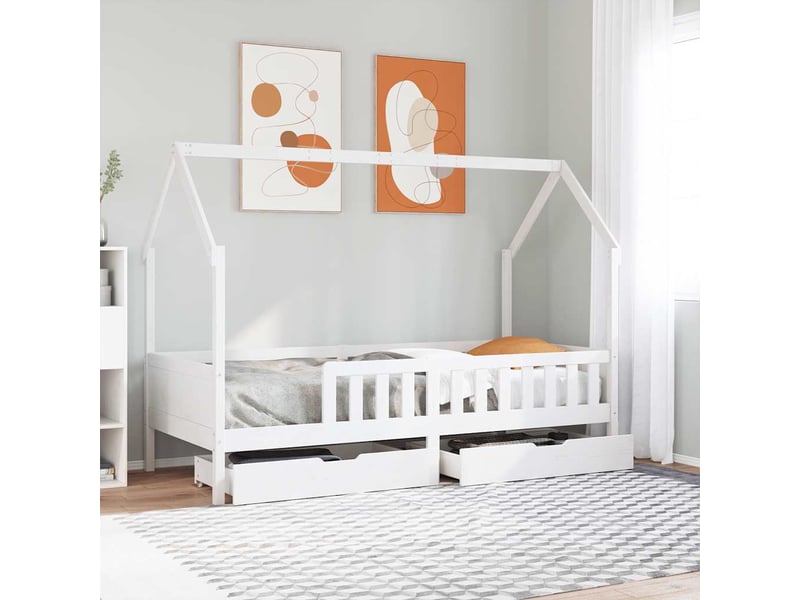 Cadre de lit enfants - lit jeune avec tiroirs sans matelas 80x200 cm bois - Conforama B