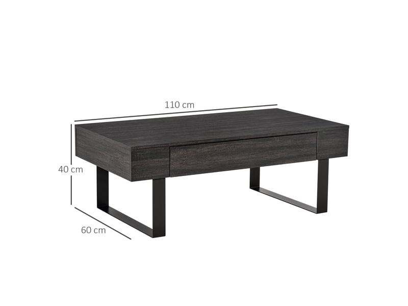  Table basse avec 1 tiroir et étagères ouvertes, structure en métal, pour salon et bureau, style minimaliste  - Conforama D