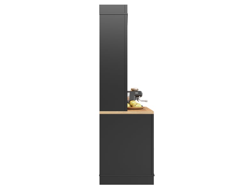  Armoire de cuisine 203x40x174 cm, buffet haut et garde-manger, lot de 2, étagères de rangement, crochets, éclairage led, mdf et métal noir OPULERANE TRADING LTD - Conforama E