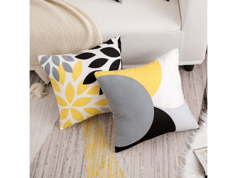  Lot de 4 housse de coussin - 4 pièces housse de coussin décoratif 45 x 45 cm souple durable taie d'oreiller carré avec motifs imprimés pour canapé lit maison salon chambre h, jaune  - Conforama D