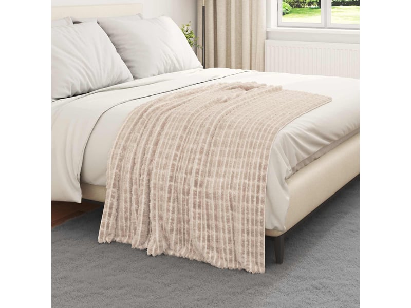  Couverture jetée de canapé beige 150x130 cm 0.5 kg toison  - Conforama C