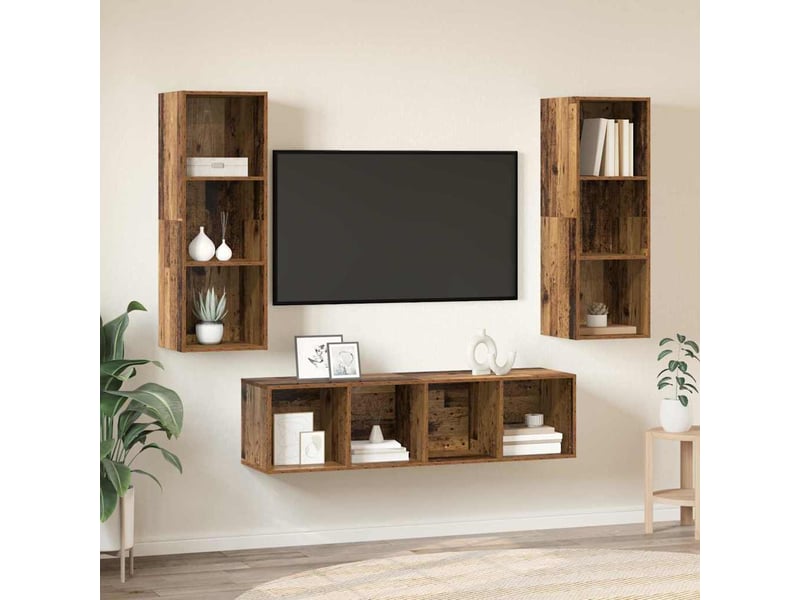 Ensemble meuble tv - banc tv - meuble de rangement 3 pcs bois ancien bois d'ingénierie - Conforama B
