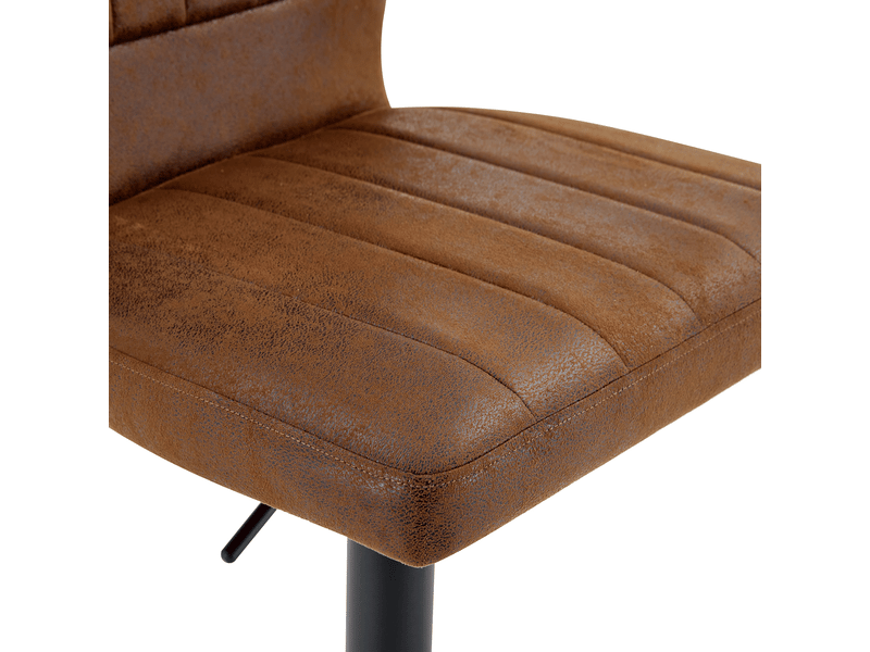 Tabouret de bar réglable en hauteur (62-), noir et marron, 52x45 cm, métal, pu, design moderne, rangement pratique - Conforama W