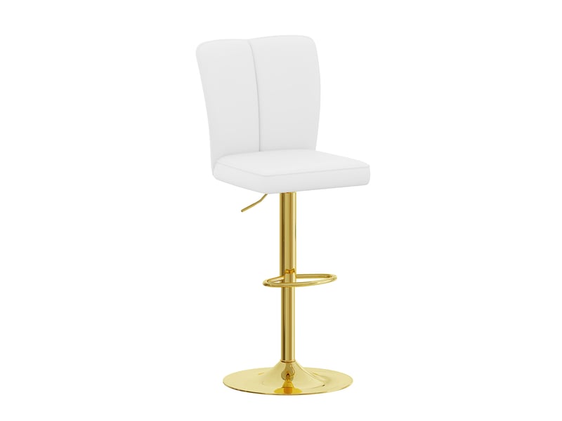 Lot de 2 - tabouret de bar réglable - 44 x 41 x 95,5-117,5 cm-blanc et or - en pu imperméable, pivotant à 360°, hauteur ajustable et base ronde dorée - Conforama A
