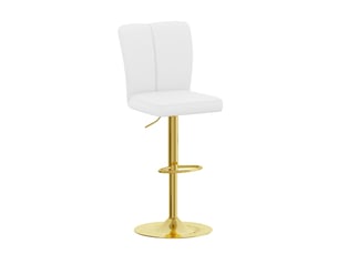 Lot de 2 - tabouret de bar réglable - 44 x 41 x 95,5-117,5 cm-blanc et or - en pu imperméable, pivotant à 360°, hauteur ajustable et base ronde dorée