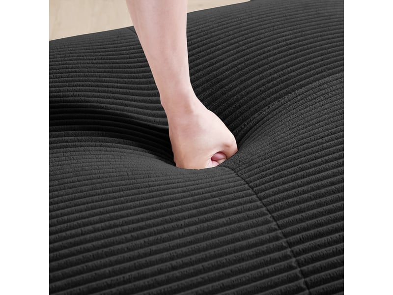 Canapé d'angle modulable en velours côtelé, noir, 298 x 178 x 70 cm Fay Lum - Conforama E