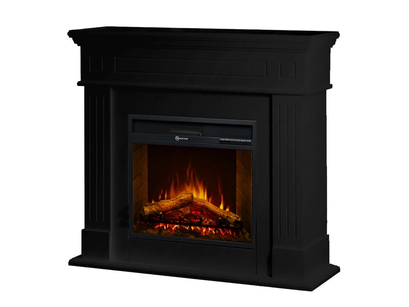 Cheminée électrique sur pied cambridge avec effet flamme 110 x 100 x 36 cm en bois noir - Conforama A