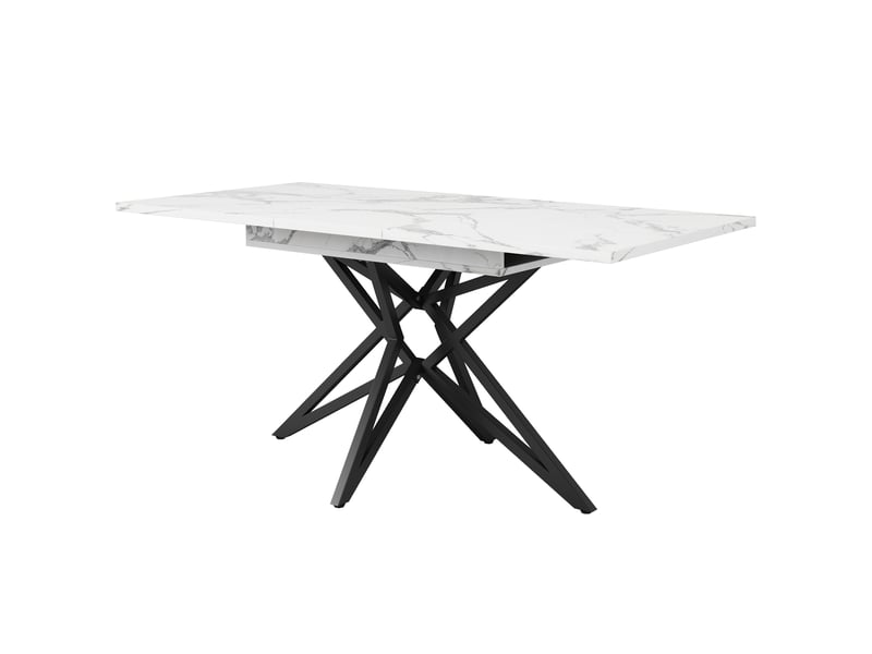  Ensemble table à manger 120x80x66,1 cm extensible avec 4 chaises mdf métal blanc et gris foncé  - Conforama A