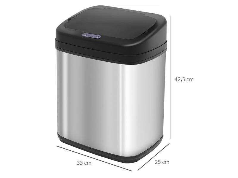  Poubelle automatique 20 l avec capteur en acier inoxydable 33 x 25 x 42,5 cm  - Conforama C