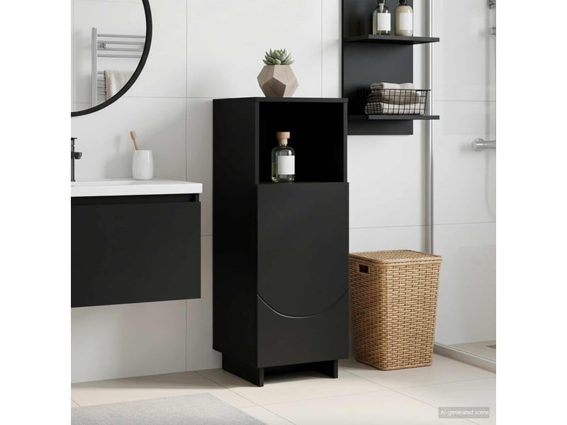  Armoire de salle de bain, meuble de rangement noir 36.5x38x95 cm  - Conforama B