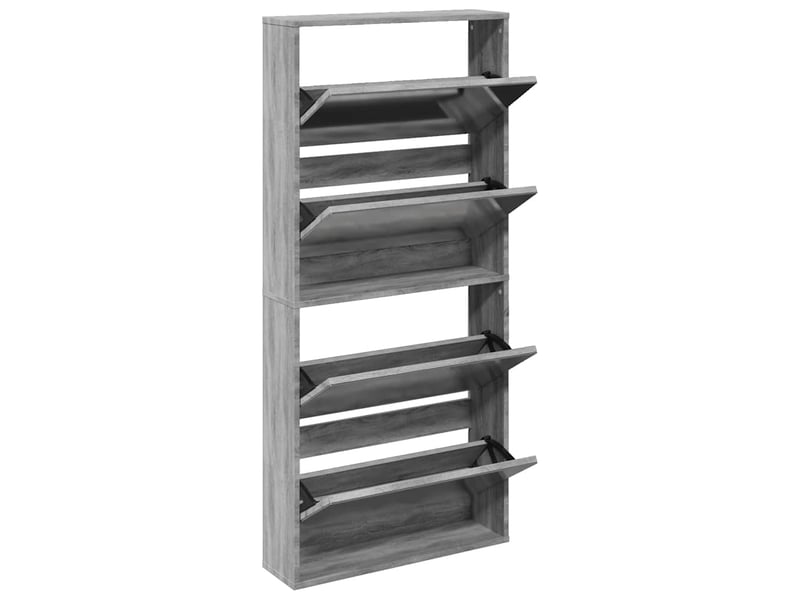  Meuble à chaussure, armoire à chaussures miroir 4 niveaux sonoma gris 63x17x134 cm  - Conforama C