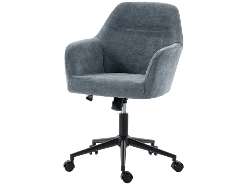  Chaise de bureau design enveloppant grand confort tissu chenille bleu  - Conforama E