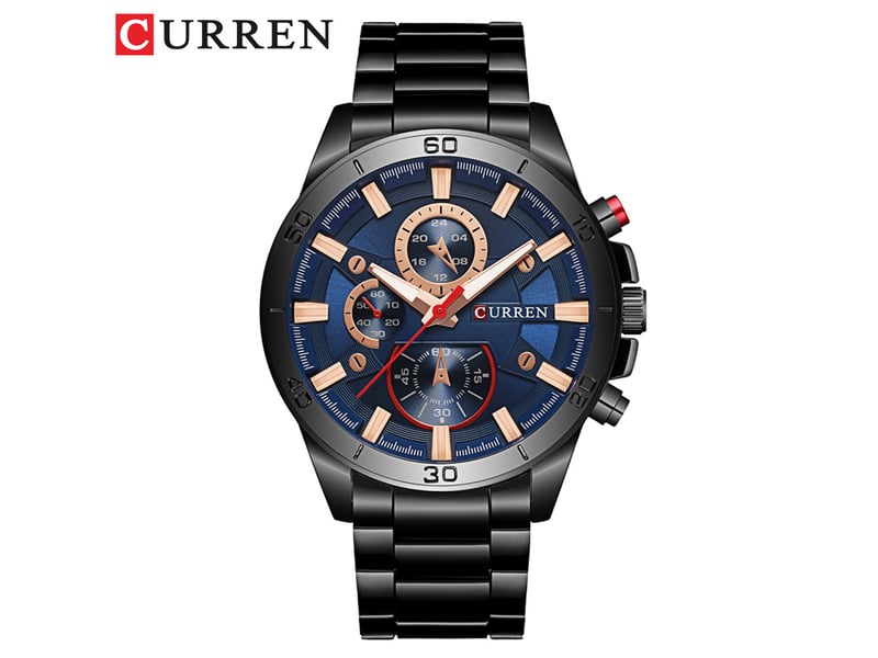 Montre homme étanche à quartz (bleue) - montre-bracelet business, montre homme décontractée et élégante