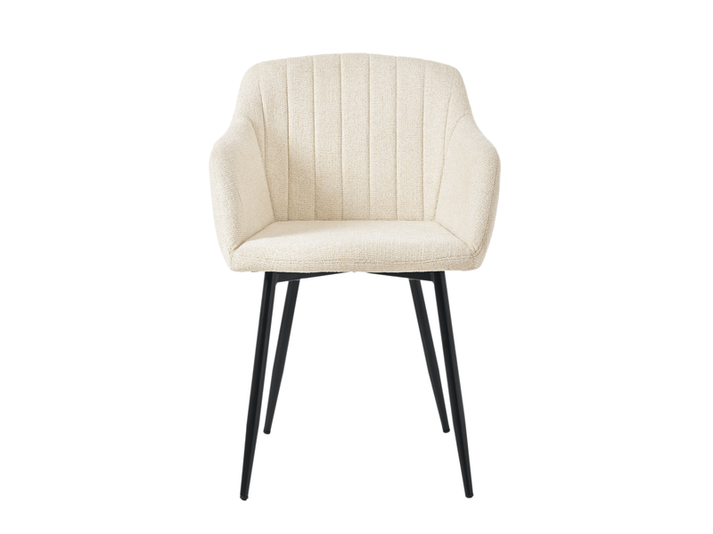 Lot de 6 chaises de salle à manger goeurvant 711 en chenille et pieds en métal - crème JOD00711AAR-6 - Conforama R