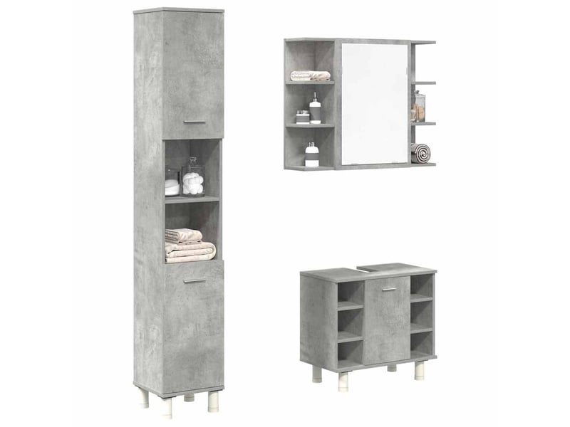 Ensemble de meubles de salle de bain 3 pcs gris béton cf63785 - Conforama B