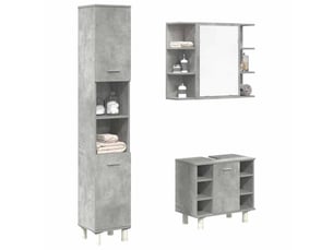 Ensemble de meubles de salle de bain 3 pcs gris béton cf63785