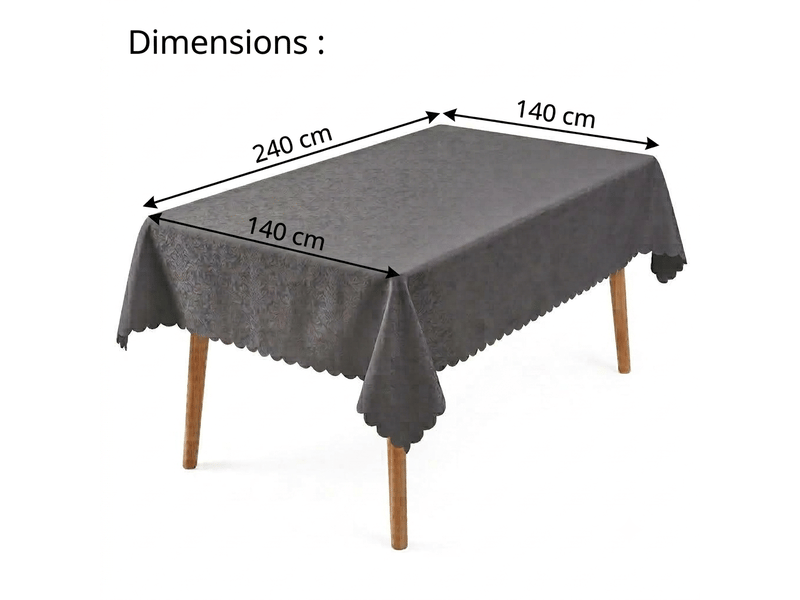 Nappe de table - 140x240 cm - nappe imperméable effet lotus et anti-taches - gris foncé - Conforama E