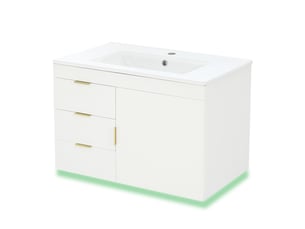 Meuble sous-vasque suspendu avec led pilotée par application - 2 tiroirs mdf blanc 77 × 47 × 51 cm