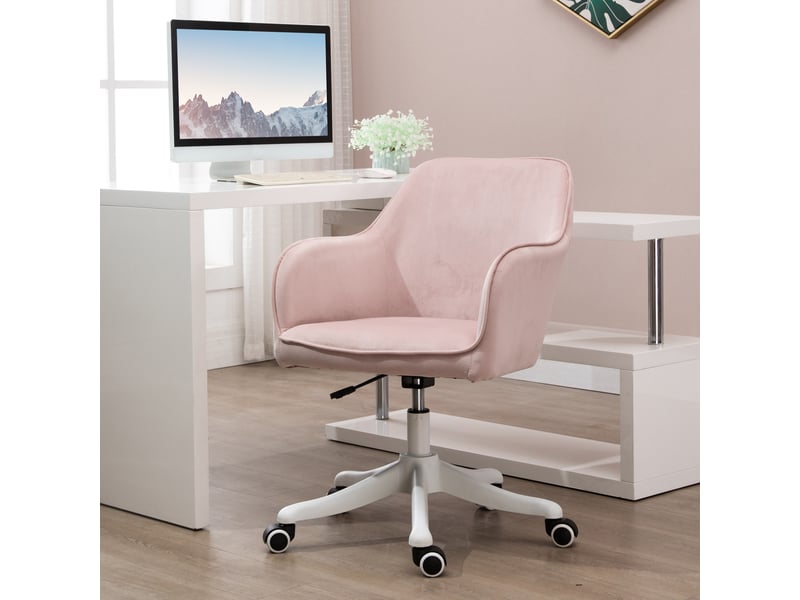  Fauteuil bureau massage, direction, 360°, velours, rose.  - Conforama D