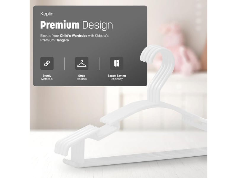  Lot de 36 cintres pour vêtements d'enfants, en plastique antidérapant, ronds et peu encombrants, pour un rangement optimal des vêtements d'enfants.  - Conforama B