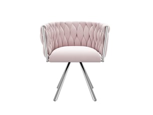 Chaise de coiffeuse ulevr pivotante 360° 59,69 x 55,25 x 45,72 cm, velours, pieds métalliques, rose