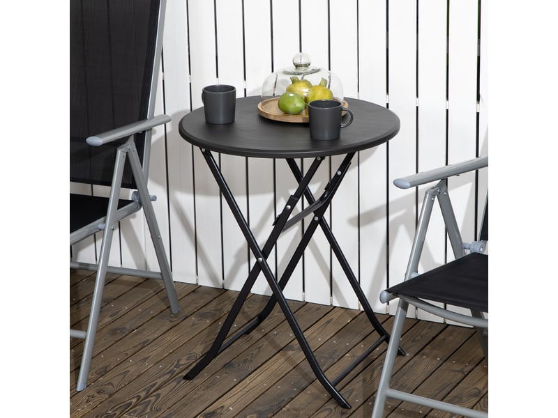  Table basse de jardin ronde acier gris foncé 60x60x73cm  - Conforama D