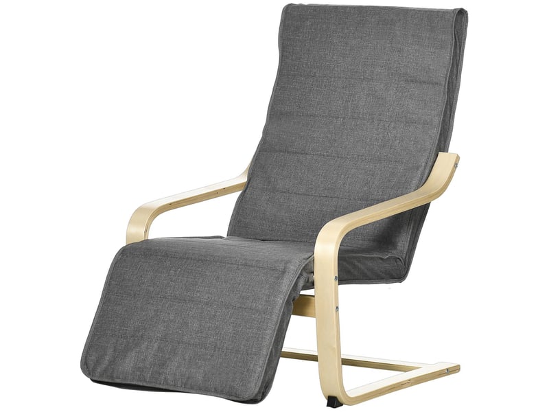  Fauteuil de relaxation repose-pieds réglable en bouleau gris 66,5 x 94 x 100 cm  - Conforama B