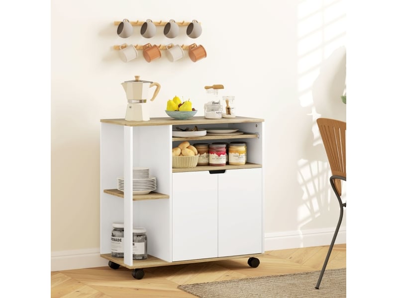  Desserte de cuisine 80x40x82 cm avec rangement en bois bois naturel  - Conforama B