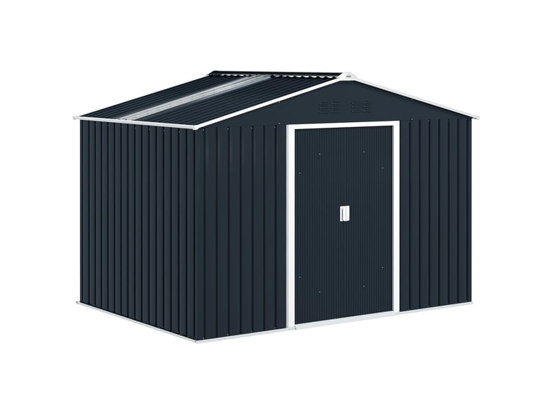 Abri de jardin en acier galvanisé 5,4 m² avec kit de fondation, 277 x 195 x 192 cm
