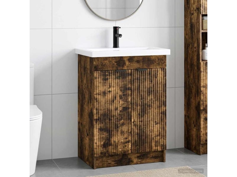 Ensemble de mobilier de salle de bain chêne fumé shl7145 - Conforama B