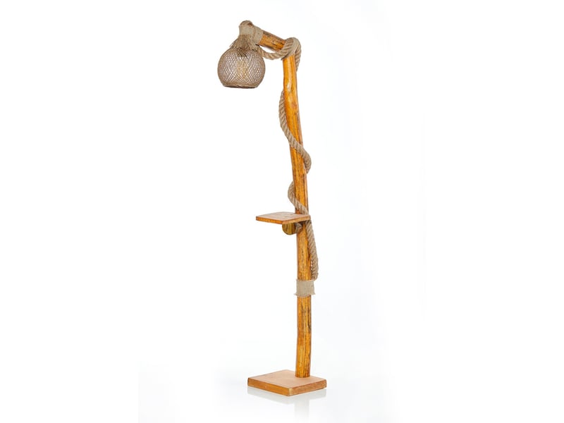  Lampadaire design en bois naturel, corde et abat-jour en jute sandra  - Conforama A