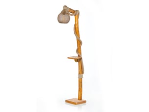 Lampadaire design en bois naturel, corde et abat-jour en jute sandra