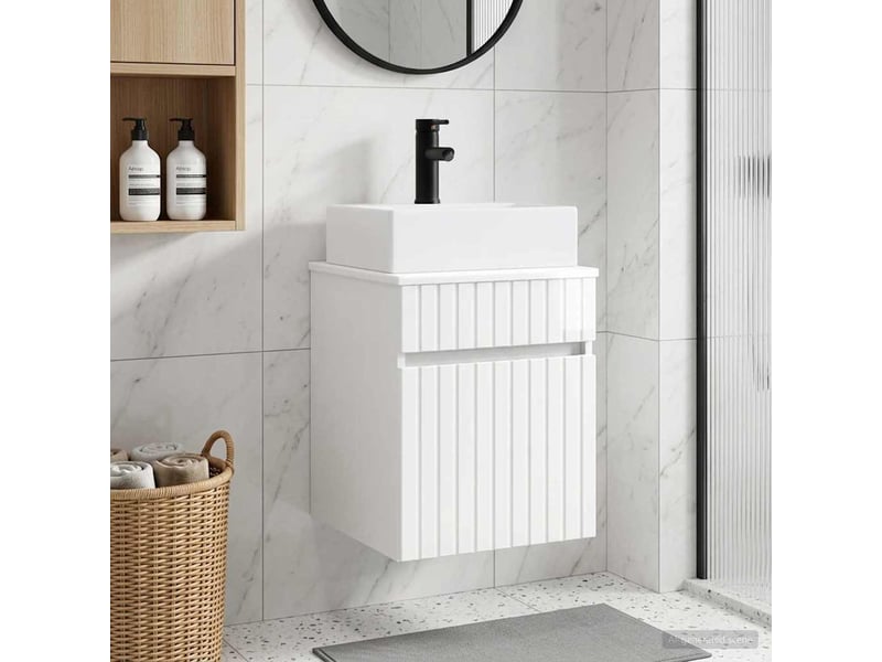  Meuble-sèche avec évier mural blanc brillant 39x41x62.5 cm  - Conforama B