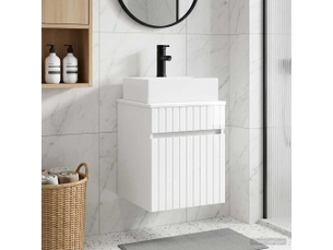 Meuble-sèche avec évier mural blanc brillant 39x41x62.5 cm