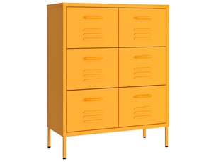Armoire de rangement bureau, armoire à tiroirs jaune moutarde 80x35x101,5 cm acier