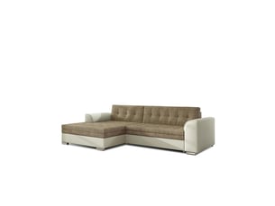 Canapé d'angle convertible conforto 4 places beige et crème – angle gauche