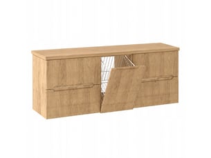 Ensemble salle de bain avec panier à linge et plan novo l.160 cm effet chêne hikora