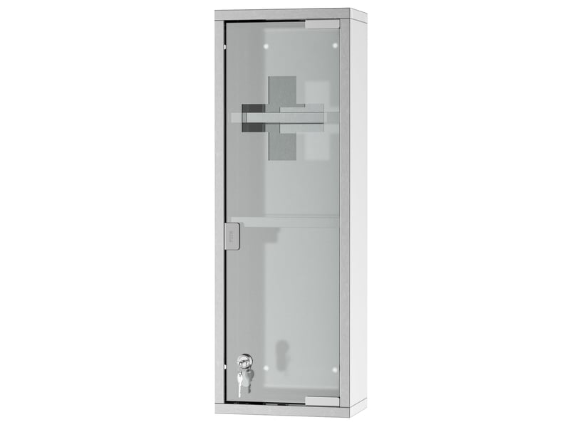  Armoire à pharmacie murale 20x12x58 cm argent, acier inoxydable avec porte verrouillable en verre dépoli  - Conforama D