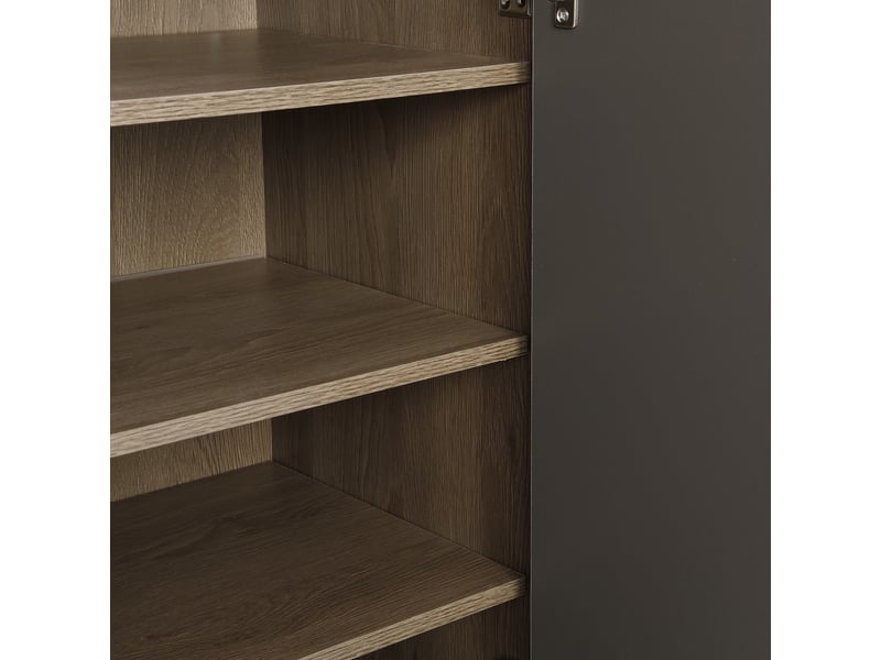  Meuble à chaussures 140x35x110 cm avec siège rembourré et étagères réglables, armoire de rangement gris pour entrée  - Conforama R