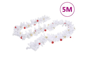Guirlande de noël décorée avec boules blanc 5 m