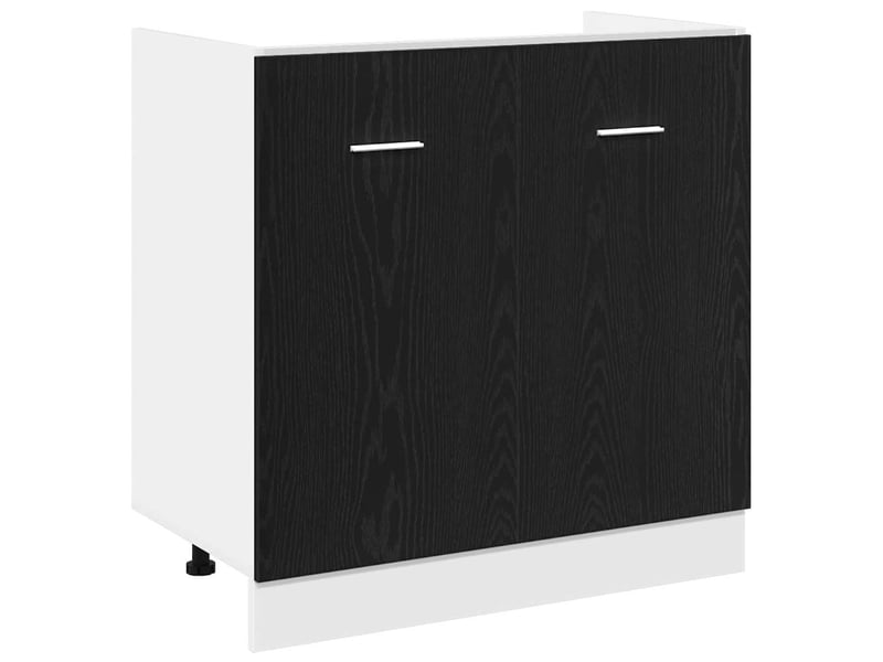  Meuble bas d'évier chêne noir 80x46x81,5cm bois ingénieré  - Conforama A