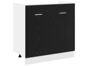 Meuble bas d'évier chêne noir 80x46x81,5cm bois ingénieré