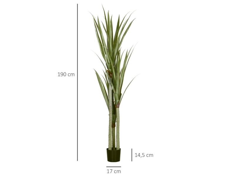  Plante artificielle yucca 17x17x190 cm 39 feuilles vert émeraude  - Conforama E