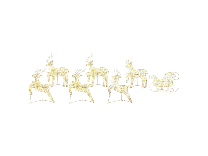 Lot de 7 rennes led, éclairage de noël, décoration de noël 40 led doré 44 x 18 x 65,5 cm pet cf62096 - Conforama A
