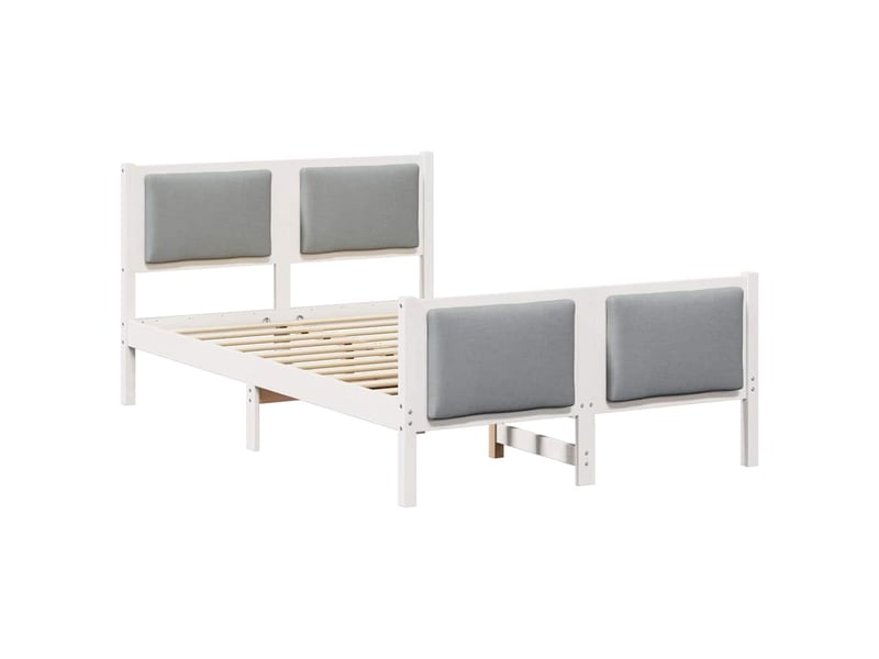  Lit double- lit adulte -  cadre de lit avec tête de lit gris clair 120 x 200 cm tissu  - Conforama A