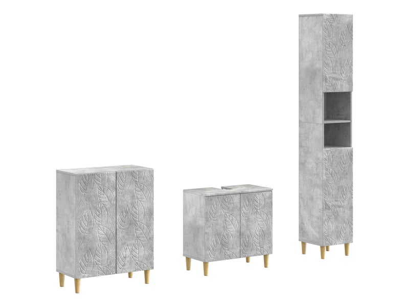  Ensemble de meuble de salle de bain 3 pièces delft gris béton cf63385  - Conforama A
