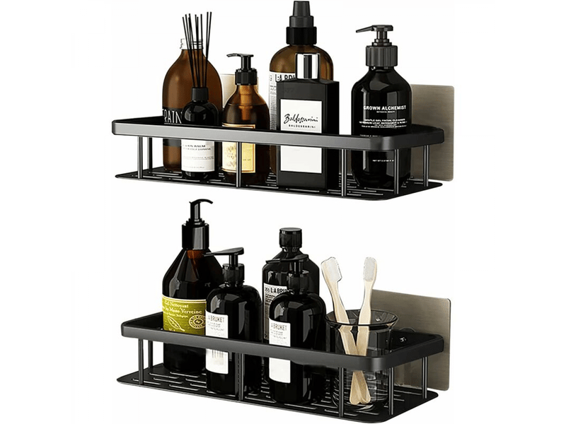  Douche sans perçage en aluminium, rangement de salle de bain résistant à la rouille, étagère de salle de bain autocollante-noir 2 pièces  - Conforama A
