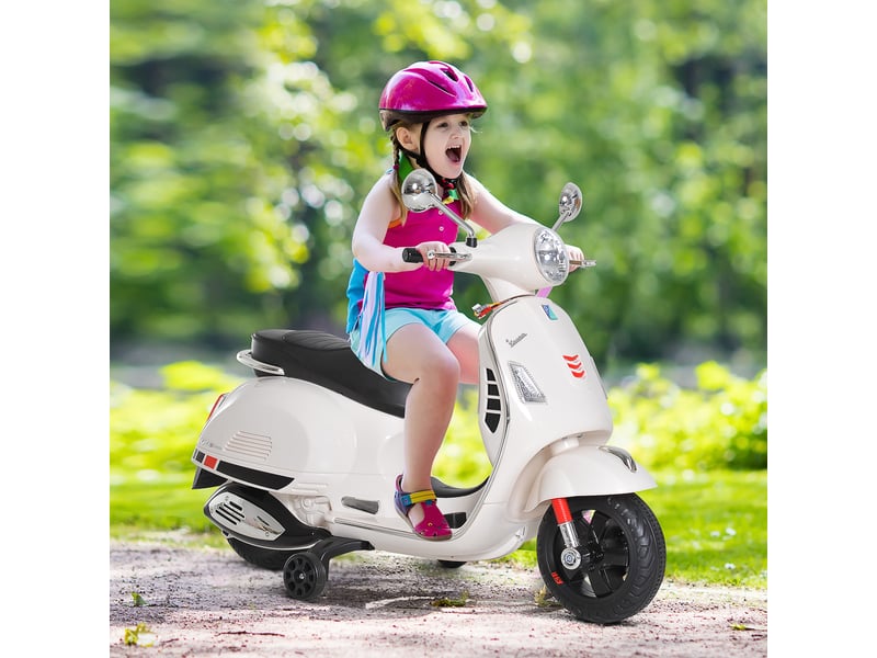  Moto électrique pour enfants, style vespa, batterie 6v avec effets sonores et lumineux, 3-6 ans, blanche  - Conforama C